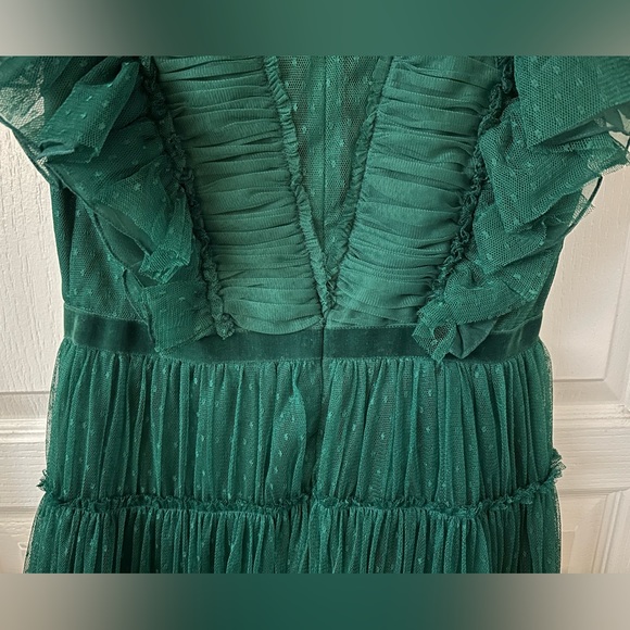 NWT Anthropologie Geisha Designs Tiered Tulle Mini Dress in Green | Size 6 - Picture 3 of 8